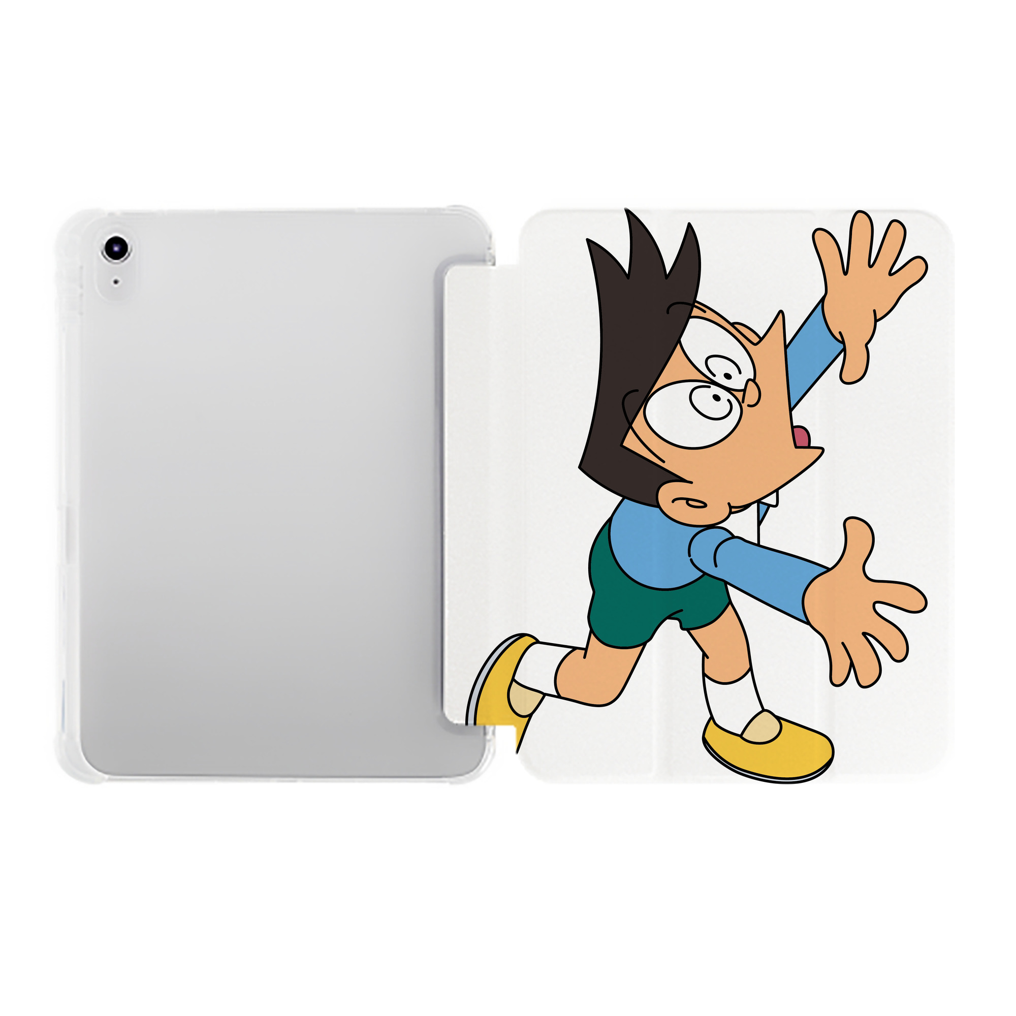 （画像用） ドラえもん 骨川 スネ夫 Doraemon Honekawa Suneo IPad ケース ペン収納付き 三つ折りスタンド PUレザー×シリコン 対応機種9.5/10.5/10.9インチ